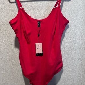Pinsy Red Bonded Spaghetti Shapewear Bodysuit - Size XL